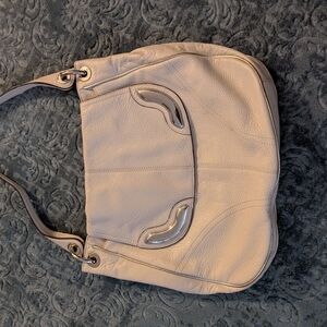 B. Makowsky Cream Leather Shoulder Bag